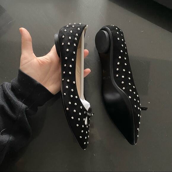 MARC JACOBS The Studded Mouse Signature Suede Ballet Flats Shoes - Picture 13 of 15
